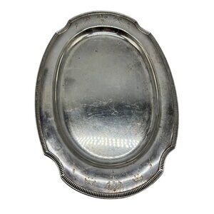Vintage Community Plate Silver-Plated Oval Serving Tray With Floral 16" READ